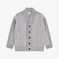 OEM ODM Herringbone Knit Cardigan with Shawl Collar and Button Front – Classic Men's Sweater