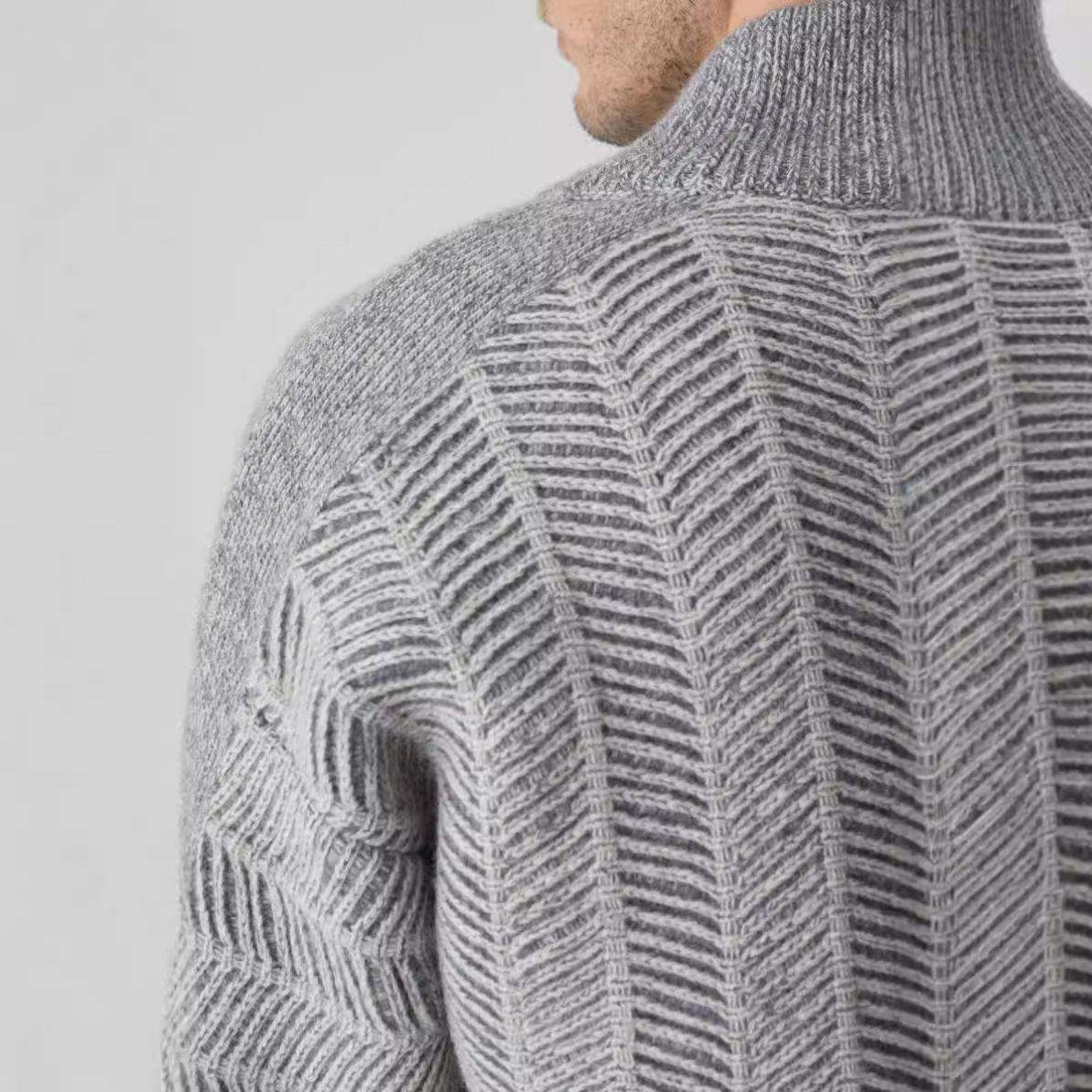 OEM ODM Herringbone Knit Cardigan with Shawl Collar and Button Front – Classic Men's Sweater