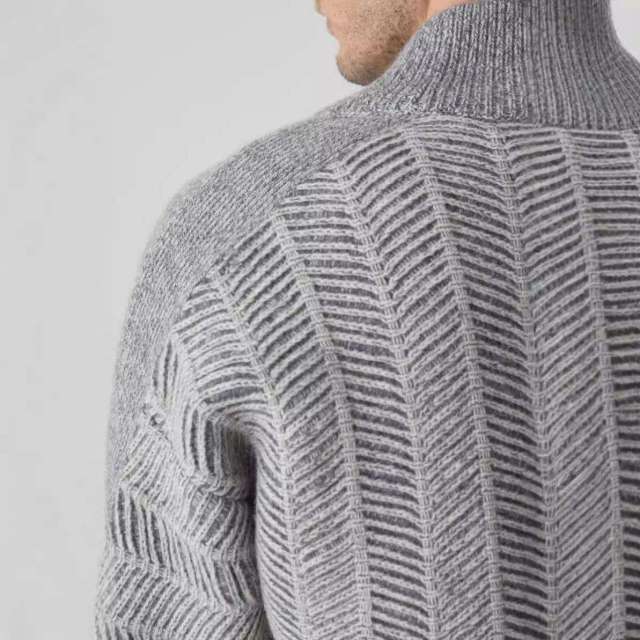 OEM ODM Herringbone Knit Cardigan with Shawl Collar and Button Front – Classic Men's Sweater