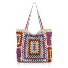 Made-to-order Colorful Crocheted Granny Square Tote Bag – Multi-Color Handmade Beach Bag
