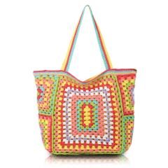 Made-to-order Colorful Crocheted Granny Square Tote Bag – Multi-Color Handmade Beach Bag