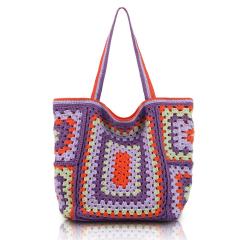 Made-to-order Colorful Crocheted Granny Square Tote Bag – Multi-Color Handmade Beach Bag