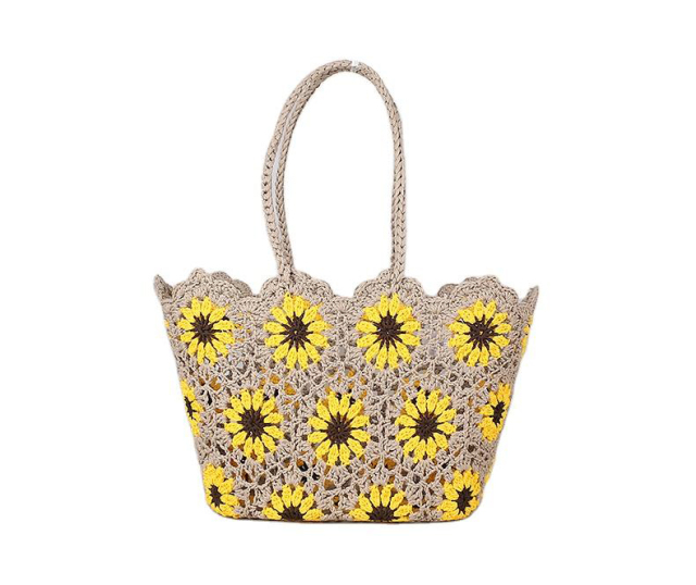 Made-to-order Sunflower Crochet Tote Bag – Handmade Eco-Friendly Beach Bag