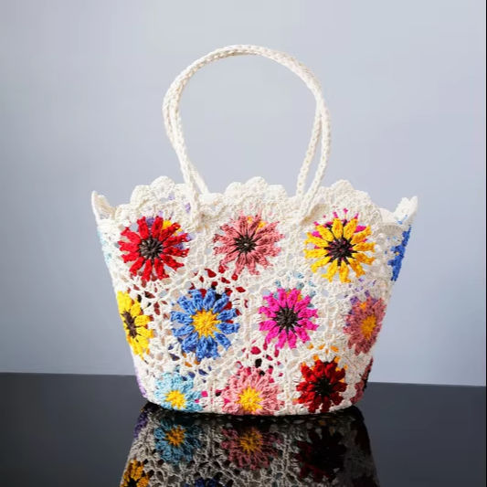 Made-to-order Sunflower Crochet Tote Bag – Handmade Eco-Friendly Beach Bag