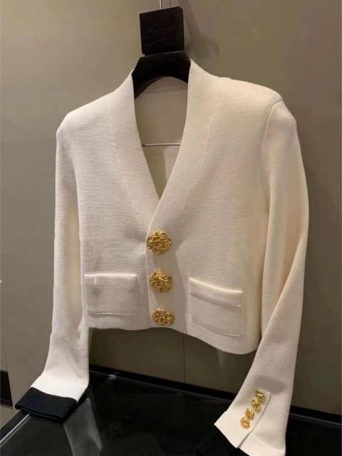 Factory Direct Black Blazer with Gold Flower Buttons – Elegant Women's Cropped Jacket