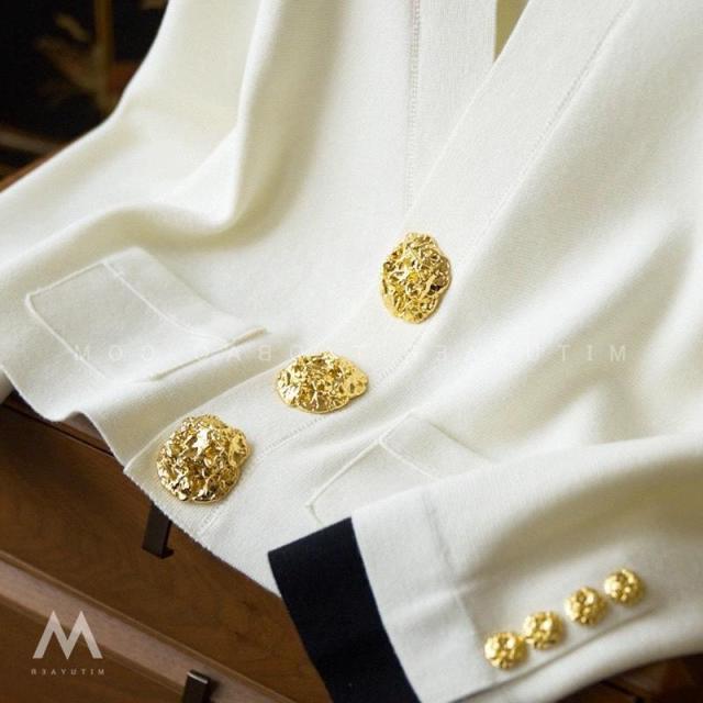 Factory Direct Black Blazer with Gold Flower Buttons – Elegant Women's Cropped Jacket