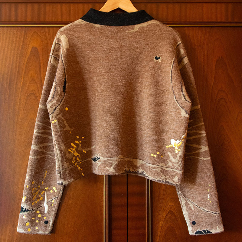 Artistic Splash Print Zip-up Jacket for Men