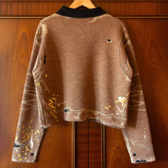 Artistic Splash Print Zip-up Jacket for Men