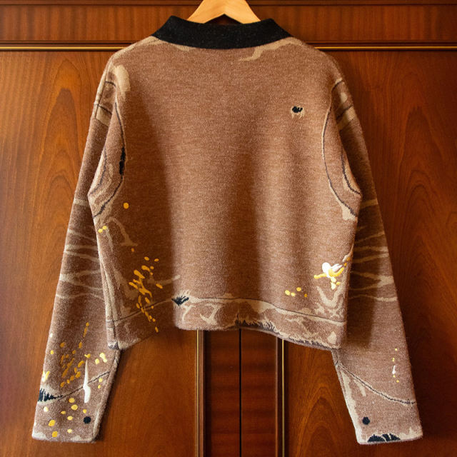 Artistic Splash Print Zip-up Jacket for Men