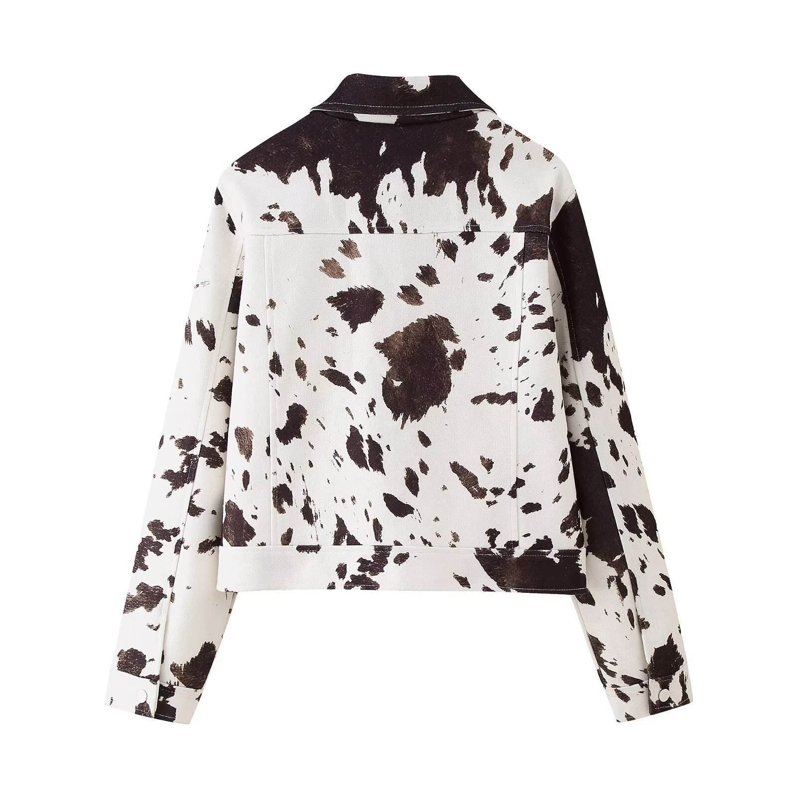 OEM ODM Cow Print Denim Jacket for Women