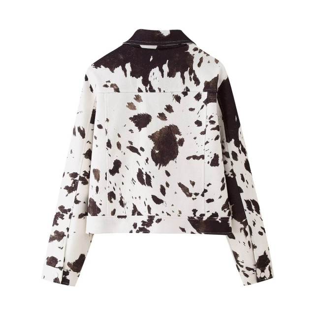 OEM ODM Cow Print Denim Jacket for Women
