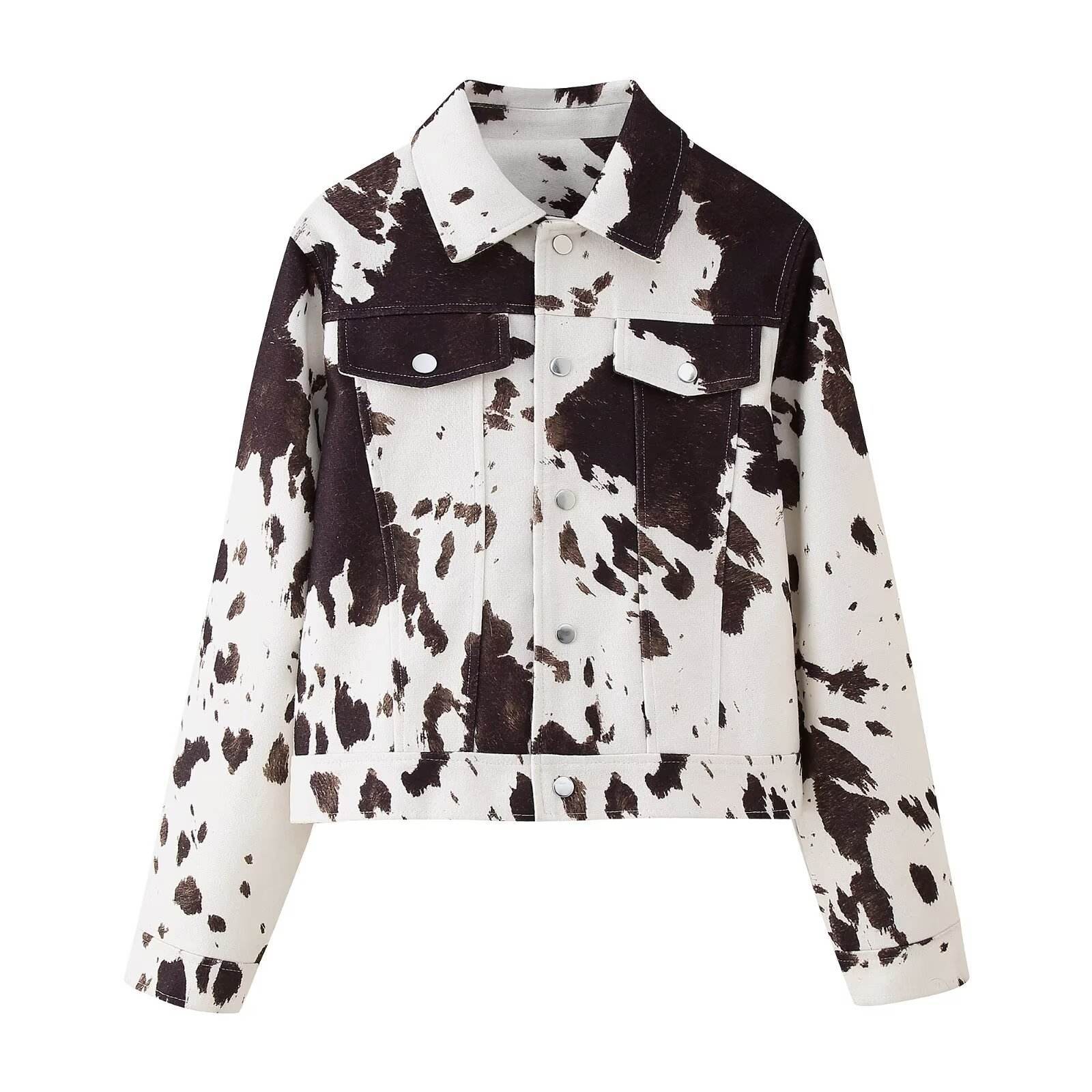 OEM ODM Cow Print Denim Jacket for Women
