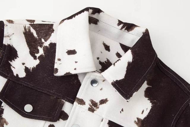 OEM ODM Cow Print Denim Jacket for Women
