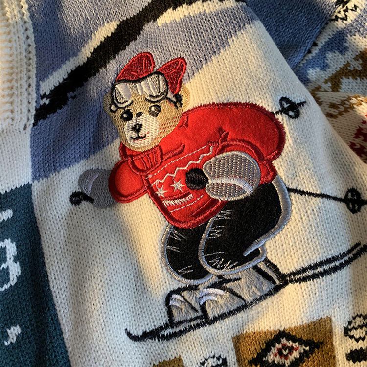 OEM ODM Ski Club Patchwork Sweater