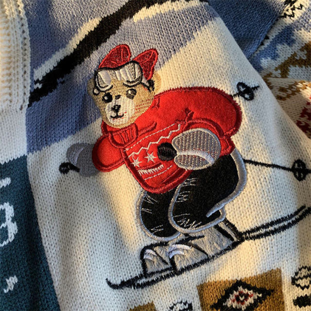 OEM ODM Ski Club Patchwork Sweater