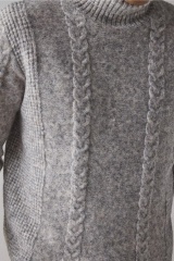 Factory Direct Men’s Grey Cable Knit Turtleneck Sweater