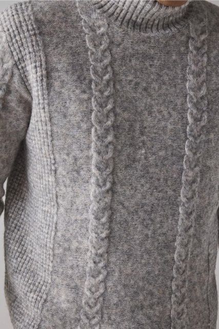 Factory Direct Men’s Grey Cable Knit Turtleneck Sweater