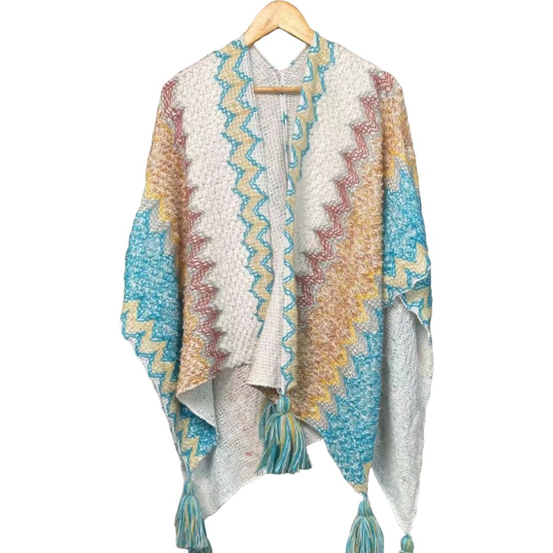 Personalized Women’s Bohemian Crochet Tassel Poncho