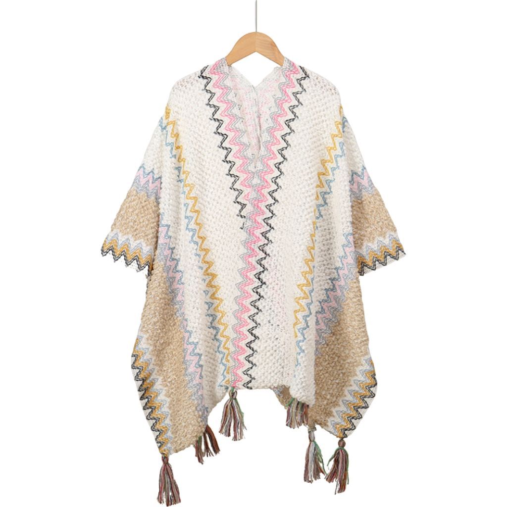Personalized Women’s Bohemian Crochet Tassel Poncho