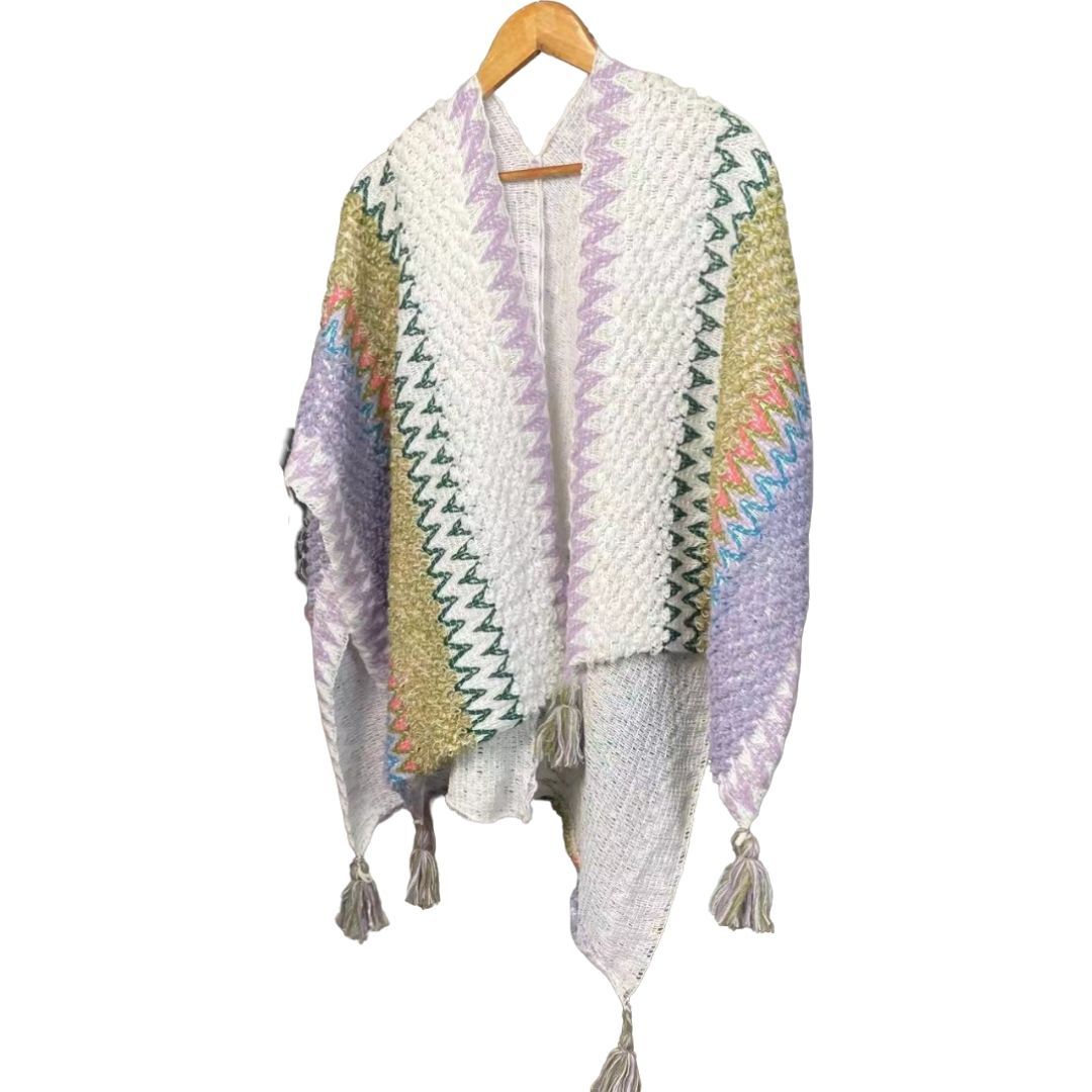 Personalized Women’s Bohemian Crochet Tassel Poncho
