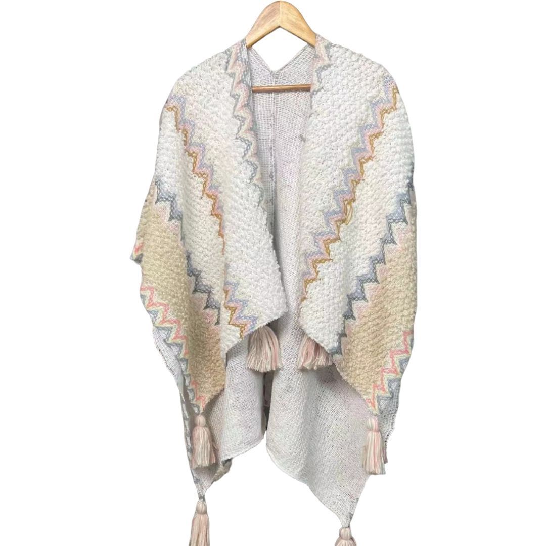 Personalized Women’s Bohemian Crochet Tassel Poncho