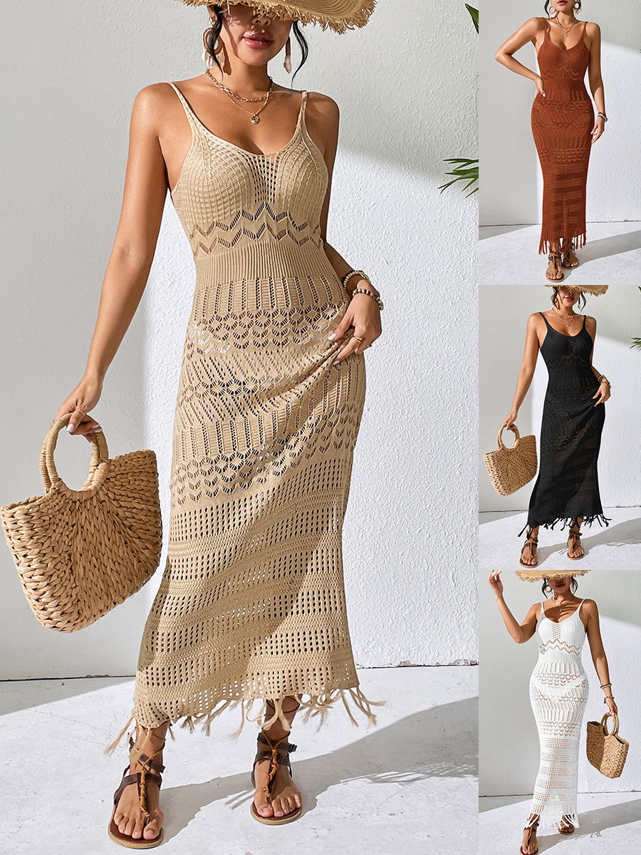 Made-to-order Crochet Knit Backless Maxi Dress