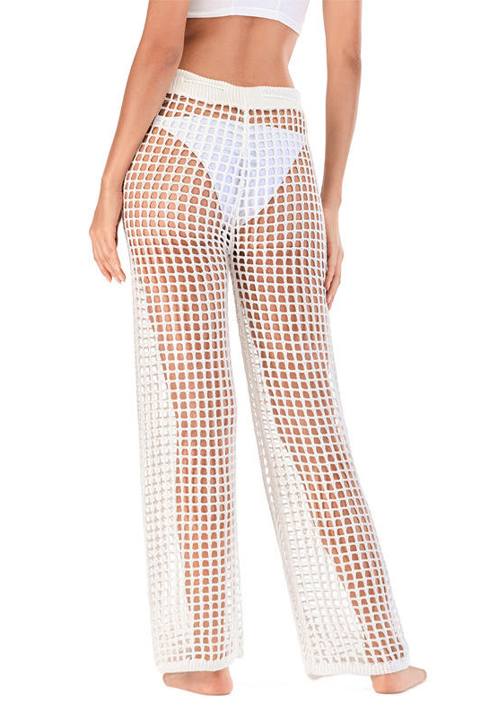 OEM ODM White Crochet Mesh Palazzo Pants