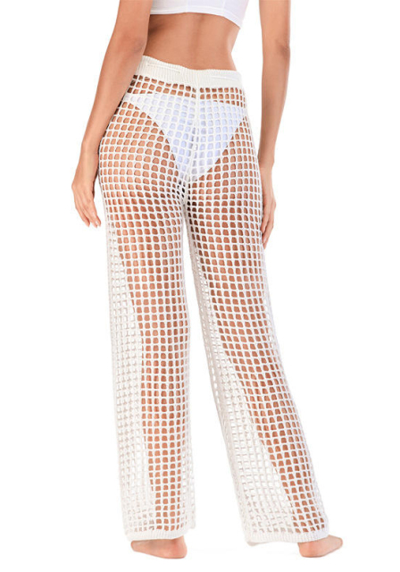 OEM ODM White Crochet Mesh Palazzo Pants