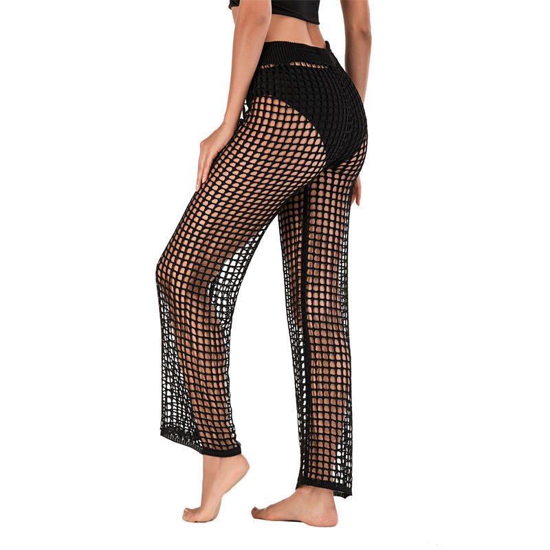 OEM ODM White Crochet Mesh Palazzo Pants