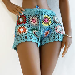customized Crochet Granny Square Drawstring Shorts