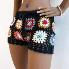 customized Crochet Granny Square Drawstring Shorts