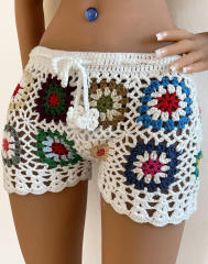 customized Crochet Granny Square Drawstring Shorts