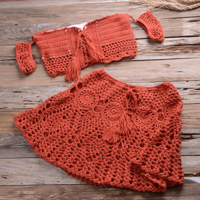 Personalized Crochet Lace-Up Crop Top and Skirt Set