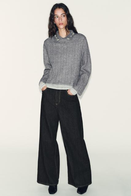 Made-to-order Women’s Pearl-Embellished Cable-Knit Pullover Sweater