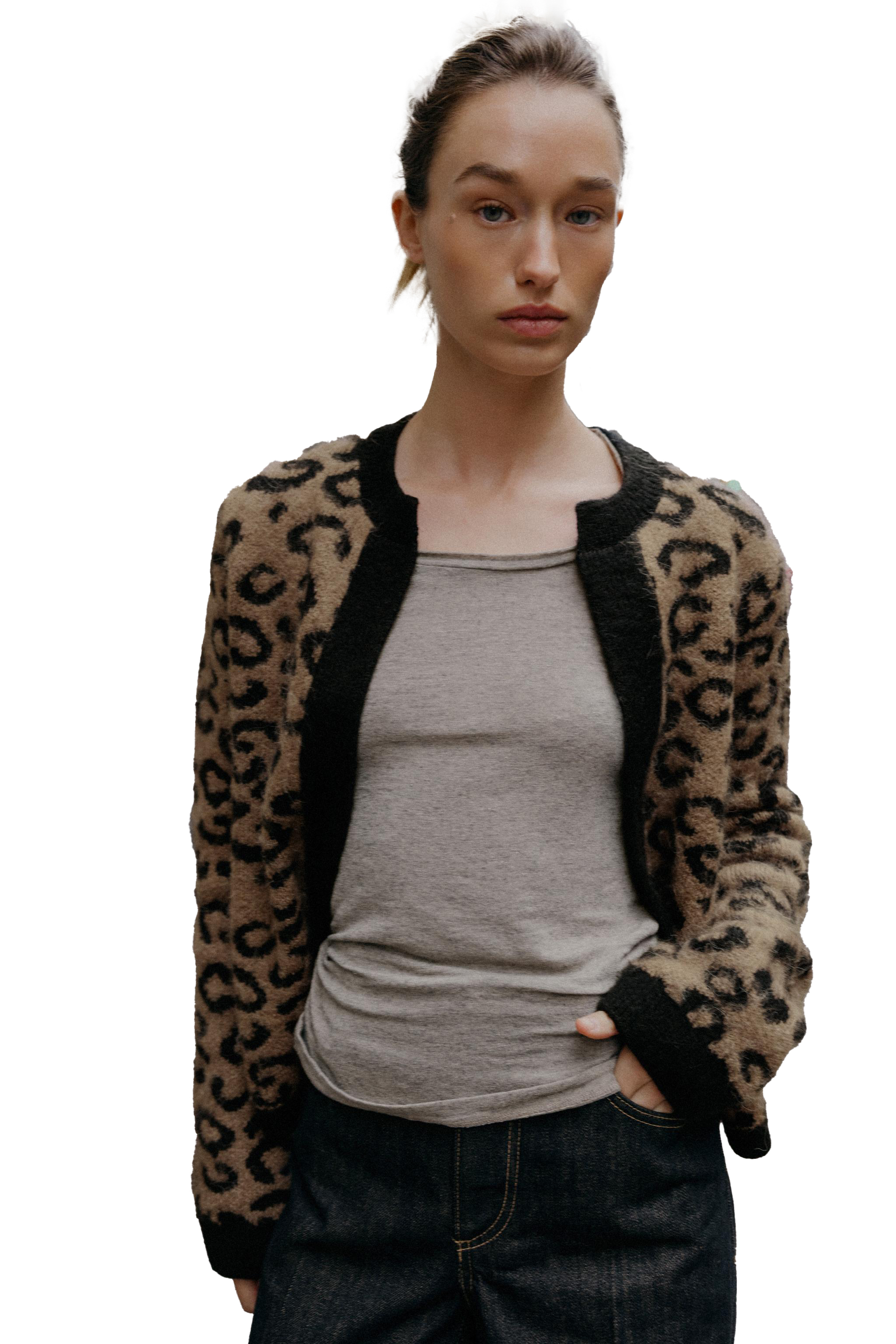 Personalized Women’s Leopard-Print Fuzzy Knit Cardigan