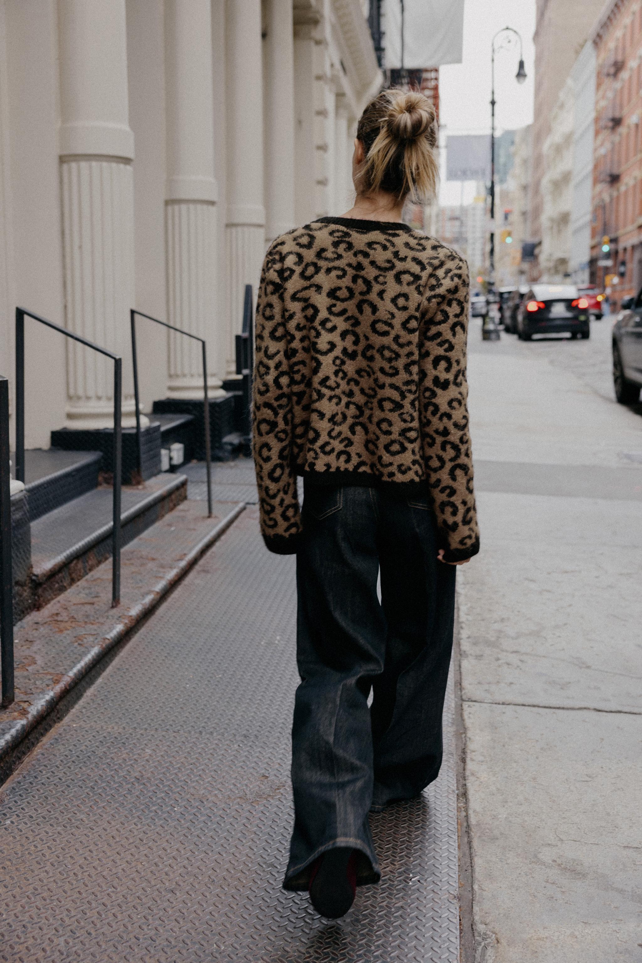 Personalized Women’s Leopard-Print Fuzzy Knit Cardigan