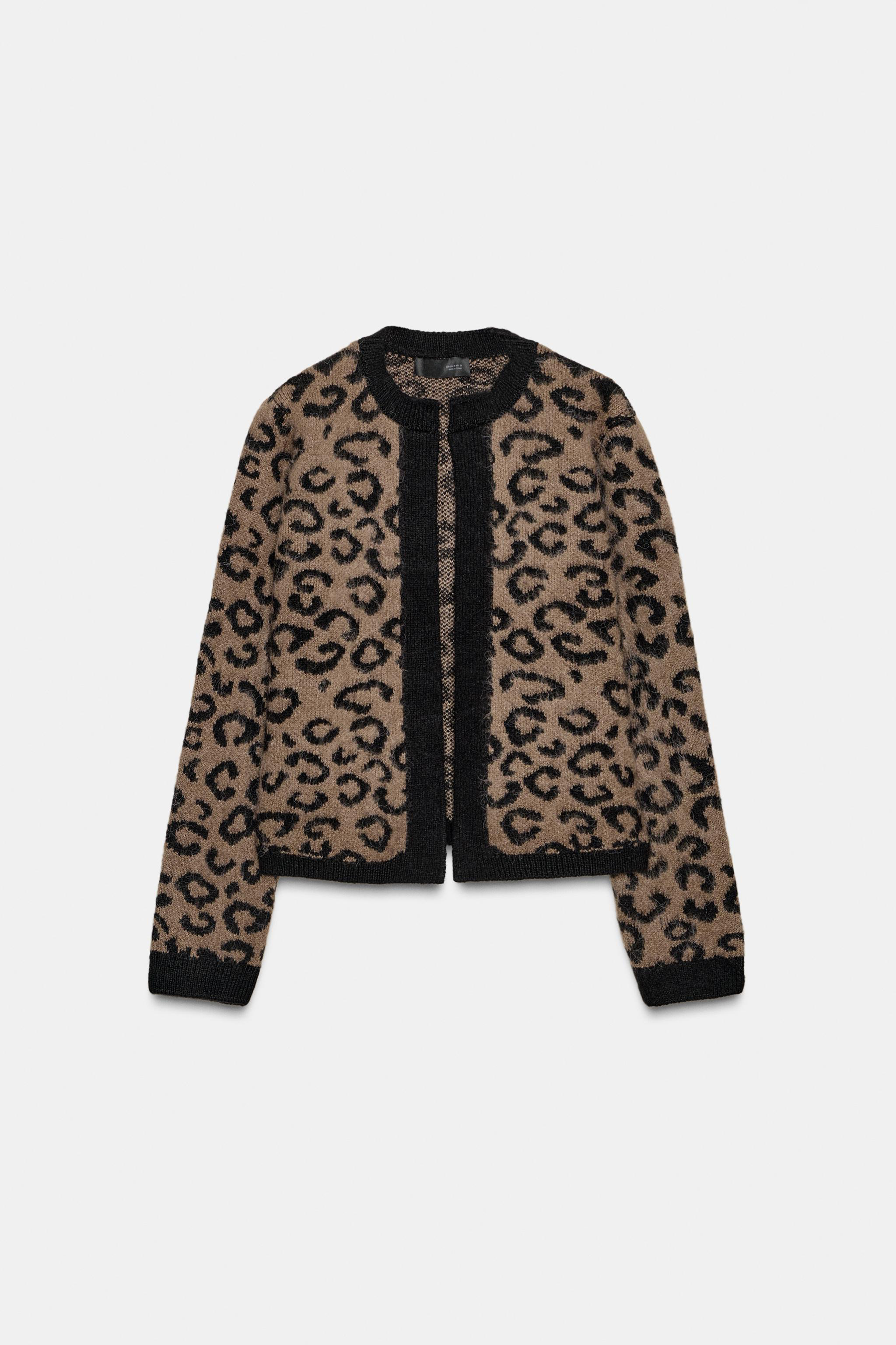 Personalized Women’s Leopard-Print Fuzzy Knit Cardigan
