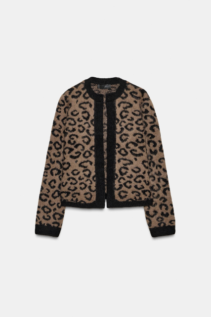 Personalized Women’s Leopard-Print Fuzzy Knit Cardigan
