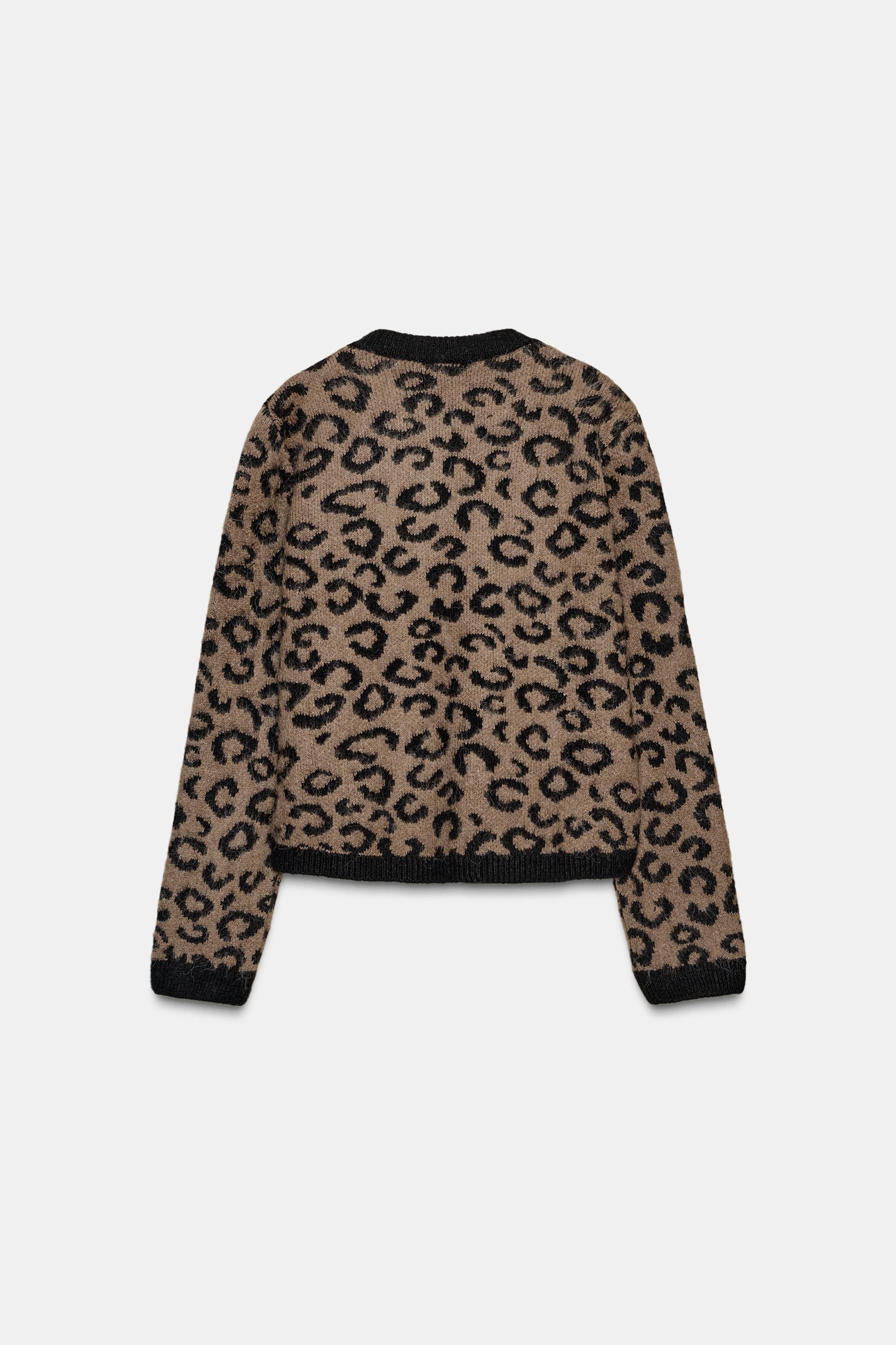 Personalized Women’s Leopard-Print Fuzzy Knit Cardigan