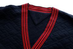 Men’s Navy Knit Cardigan with Red Trim and Embroidered “H” Patch