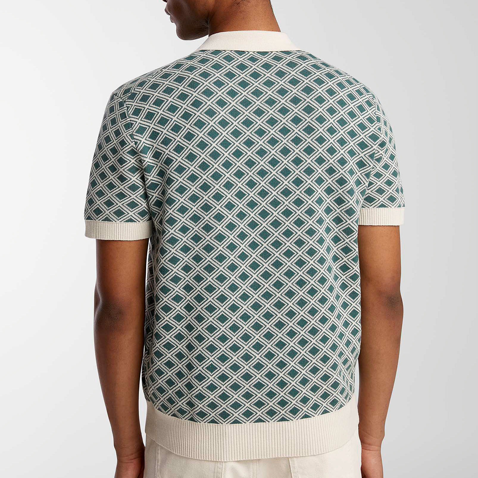 Factory Direct Men’s Retro Geometric Knit Polo Shirt