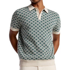 Factory Direct Men’s Retro Geometric Knit Polo Shirt