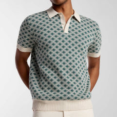 Factory Direct Men’s Retro Geometric Knit Polo Shirt