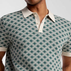 Factory Direct Men’s Retro Geometric Knit Polo Shirt