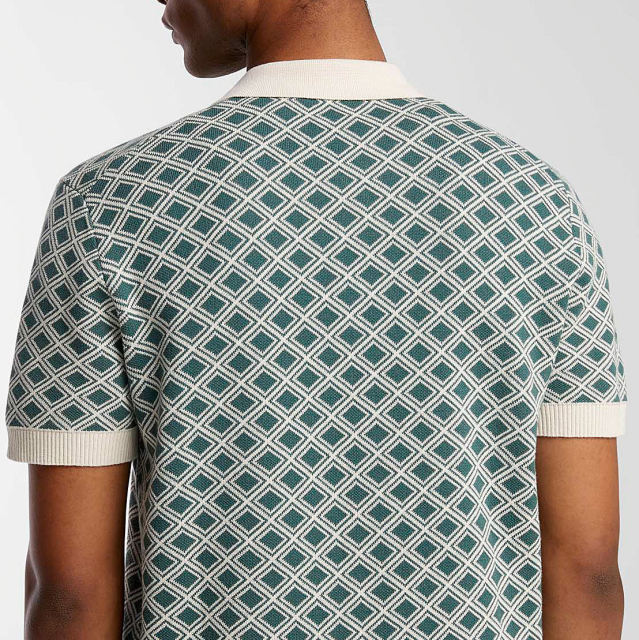 Factory Direct Men’s Retro Geometric Knit Polo Shirt