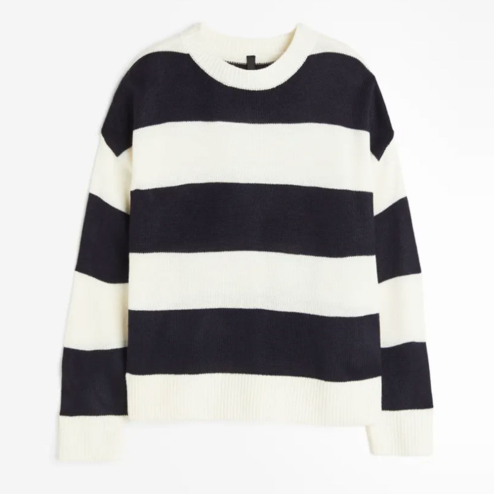 Personalized Women’s Oversized Wide-Stripe Knit Sweater