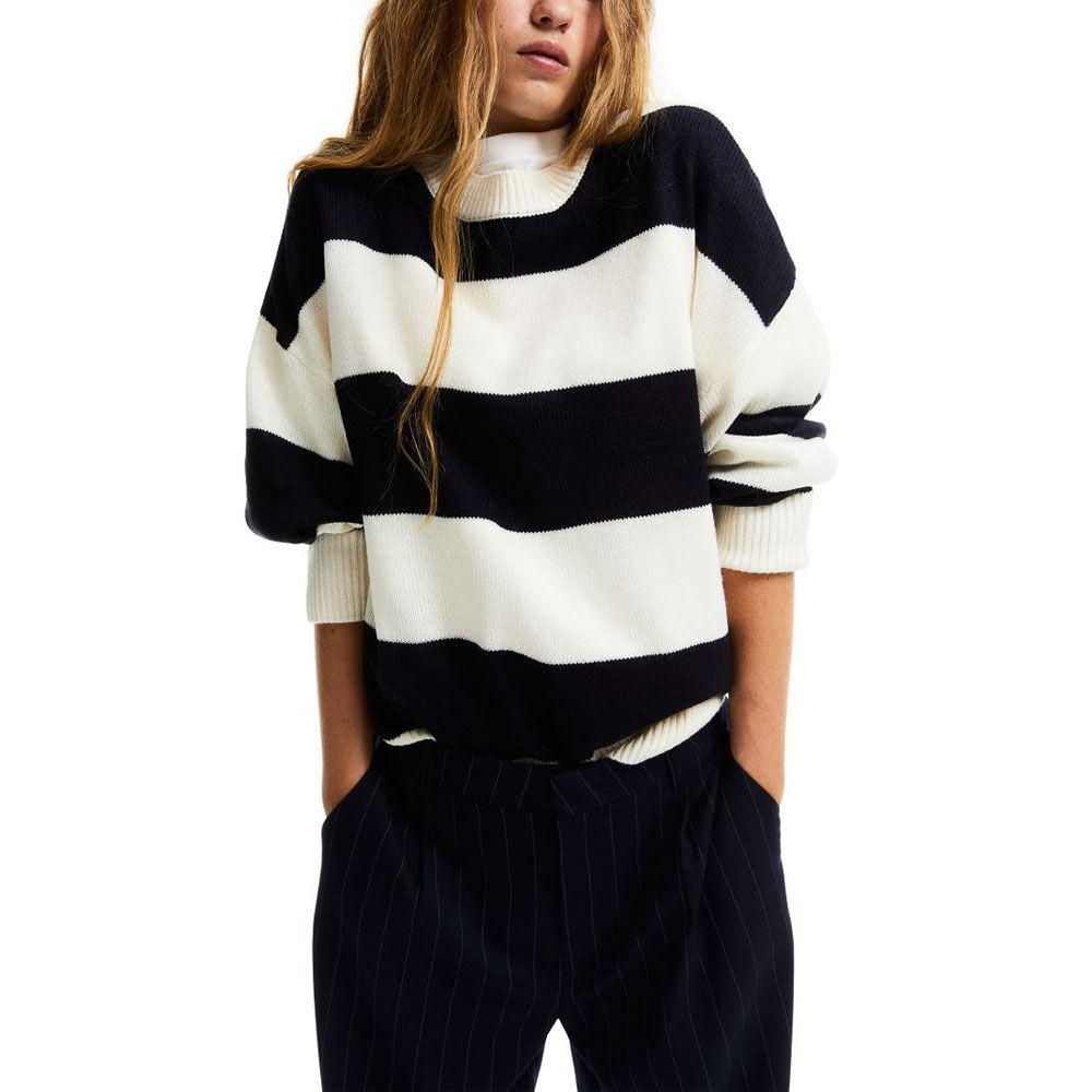 Personalized Women’s Oversized Wide-Stripe Knit Sweater