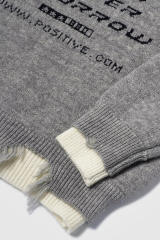 Custom OEM/ODM Vintage Distressed Graphic Knit Sweater – “Greet Each Morning” Jacquard Pullover with Raw Hem Details | Unisex Streetwear Knitwear |
