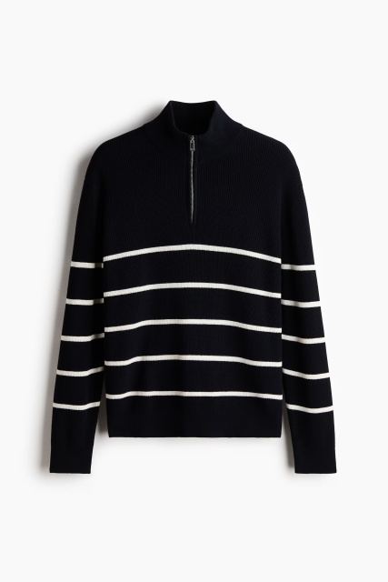 OEM ODM Factory Direct Men’s Half-Zip Striped Knit Sweater