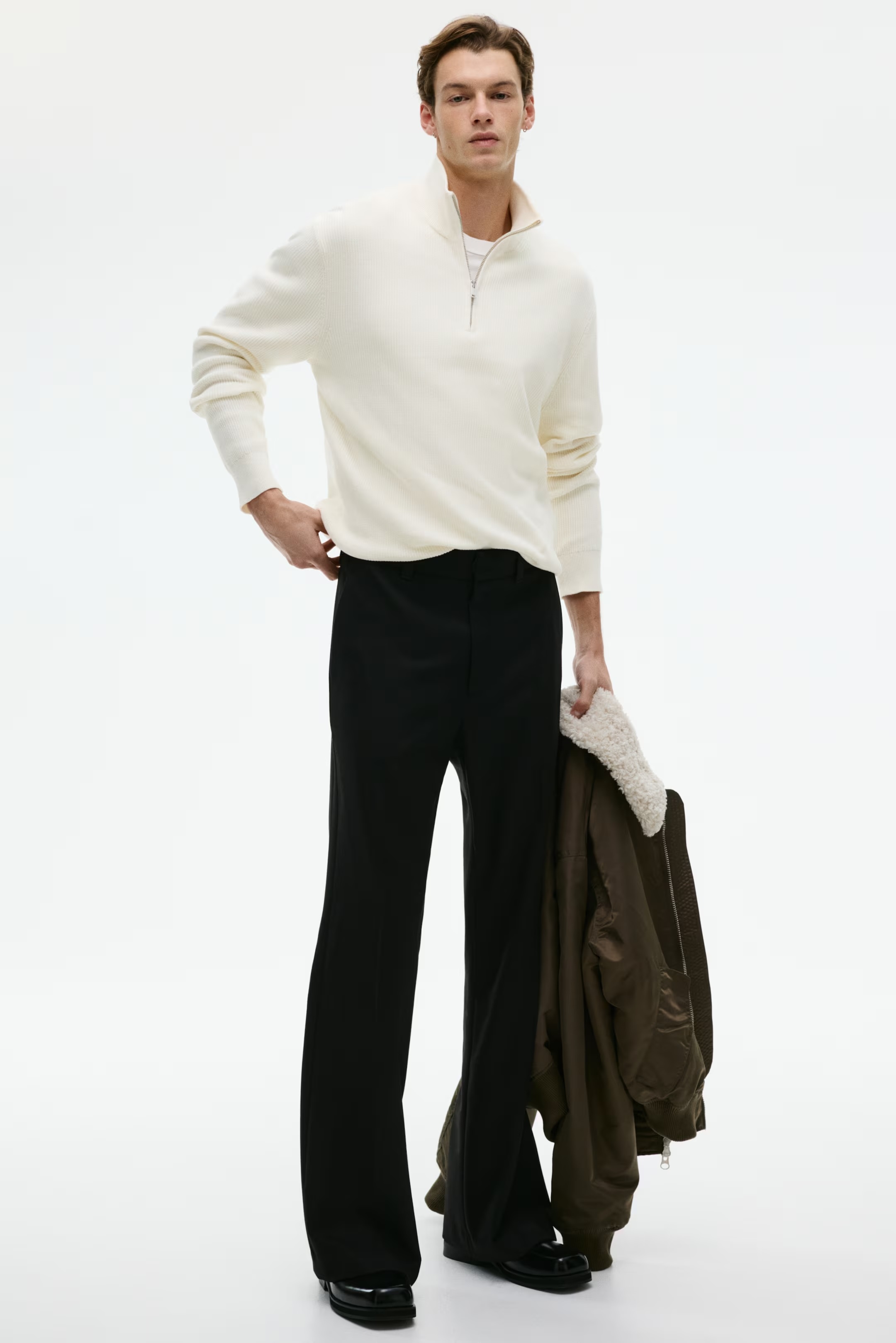 OEM ODM Factory Direct Men’s Half-Zip Striped Knit Sweater